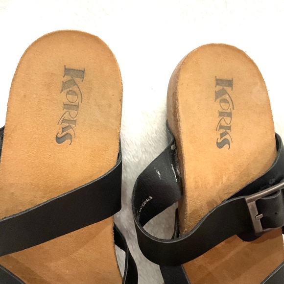 Black KORKS Adjustable Buckle Strap Comfort Open Toe  Sandals Size 11M - Picture 3 of 9